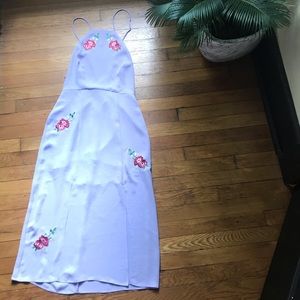 NWOT TOPSHOP Open Back Embroidered Dress Lilac